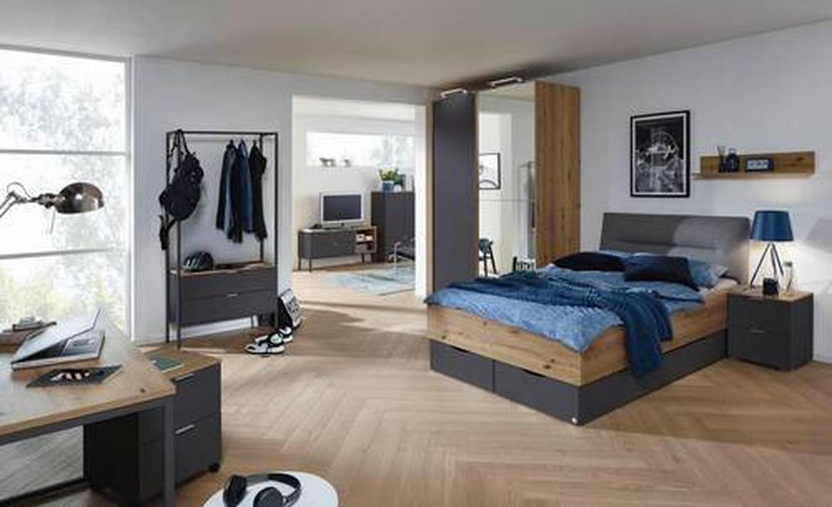 TV-ELEMENT  in 120/61/42 cm  - Alufarben/Graphitfarben, Design, Holzwerkstoff/Metall (120/61/42cm) - Stylife