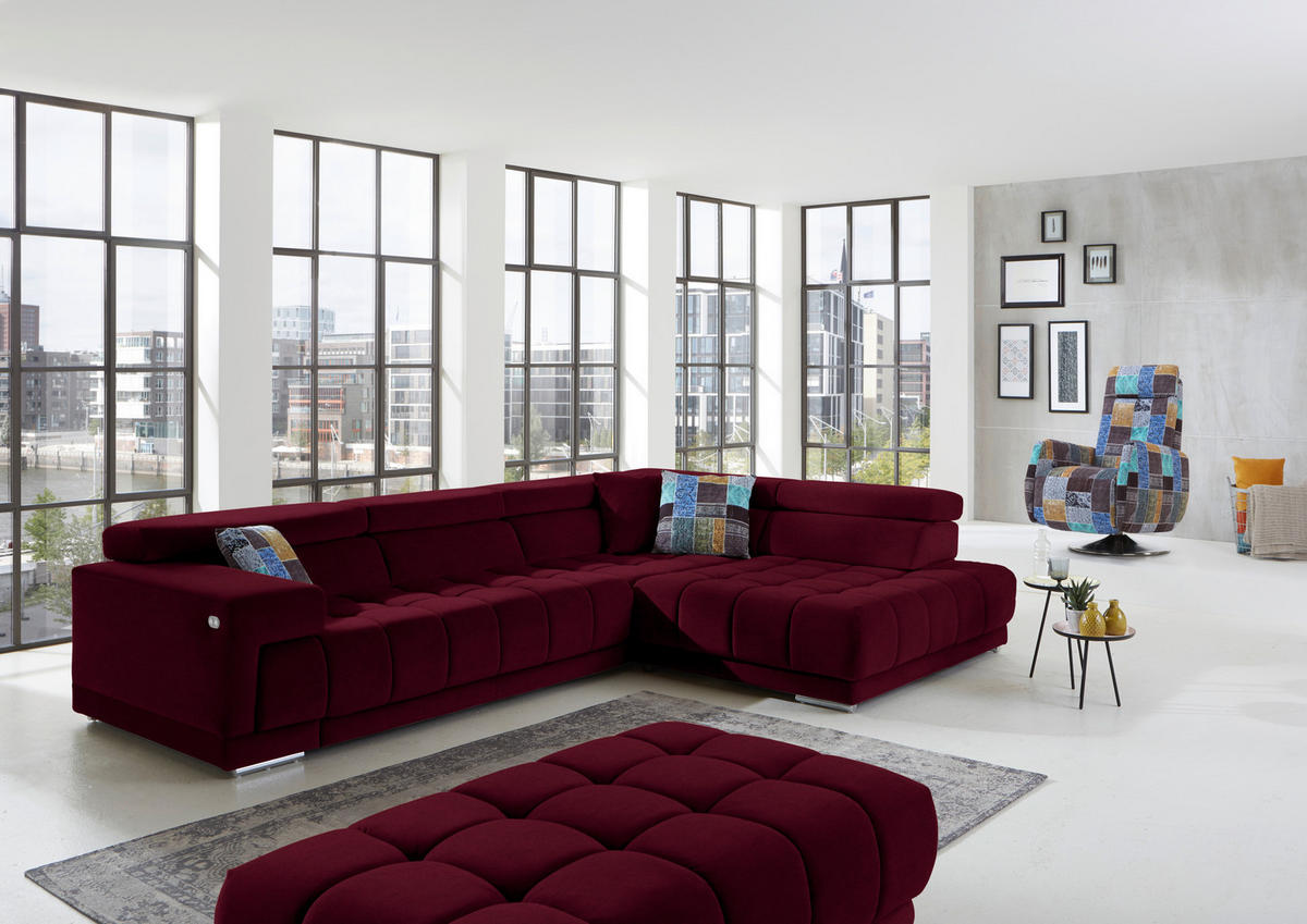 ECKSOFA  in Mikrofaser Beere  326/222 cm  - Chromfarben/Beere, Design, Textil/Metall (326/222cm) - Beldomo Speed