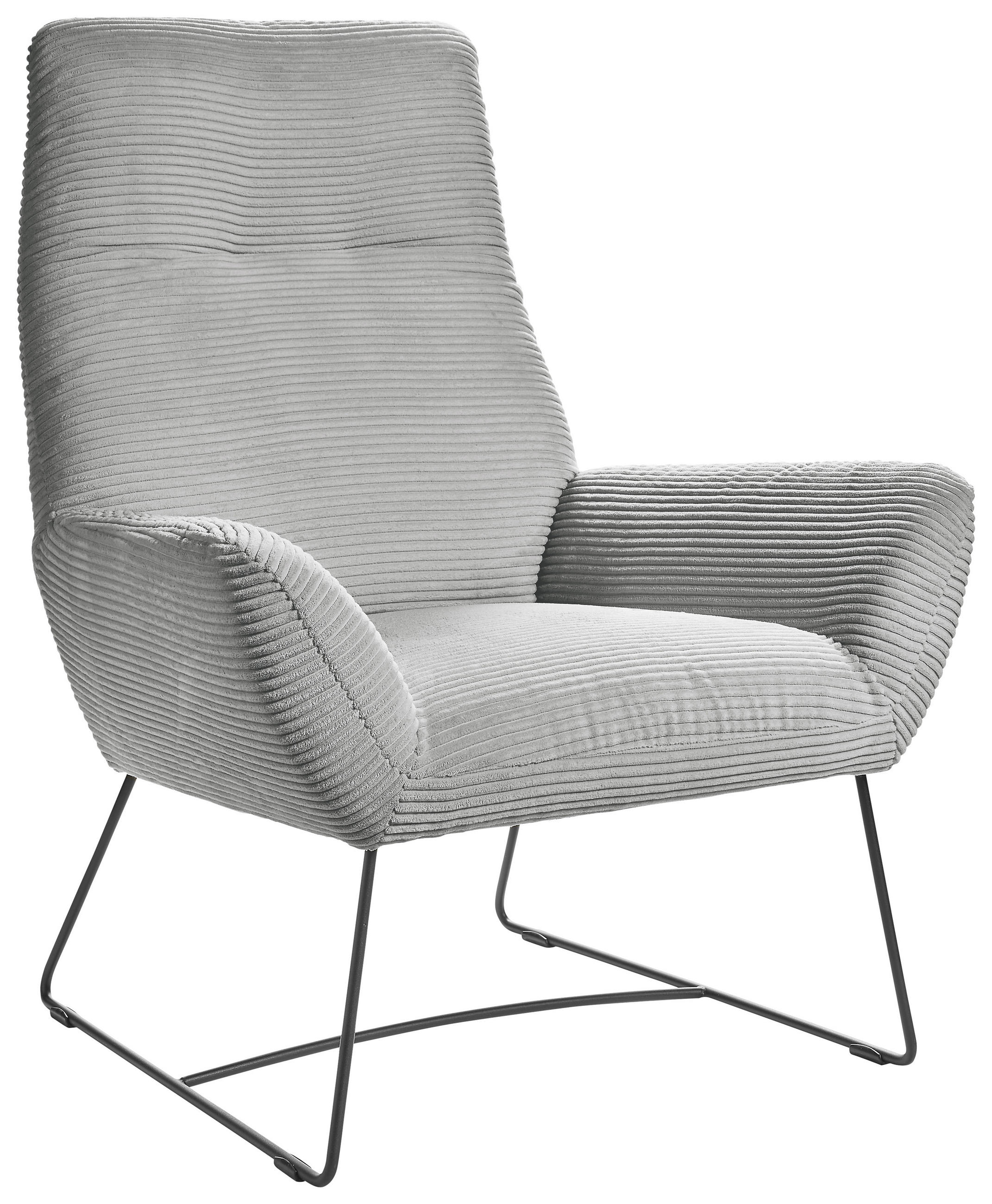 SESSEL in Cord Grau  - Schwarz/Grau, Design, Textil/Metall (82/102/81cm) - Hom`in