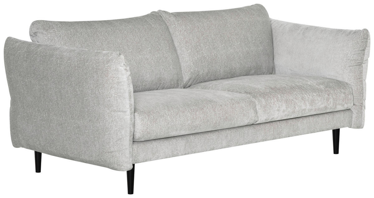 3-SITZER-SOFA in Chenille Hellgrau  - Hellgrau/Schwarz, Konventionell, Textil/Metall (223/82/99cm) - MID.YOU