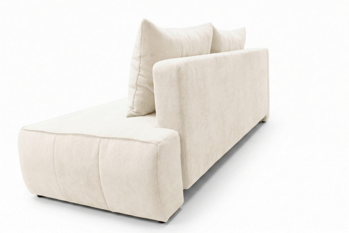 RÉCAMIERE HEVIA in Bouclé Creme  inkl.  - Creme/Schwarz, Design, Kunststoff/Textil (98/97/235cm) - MID.YOU