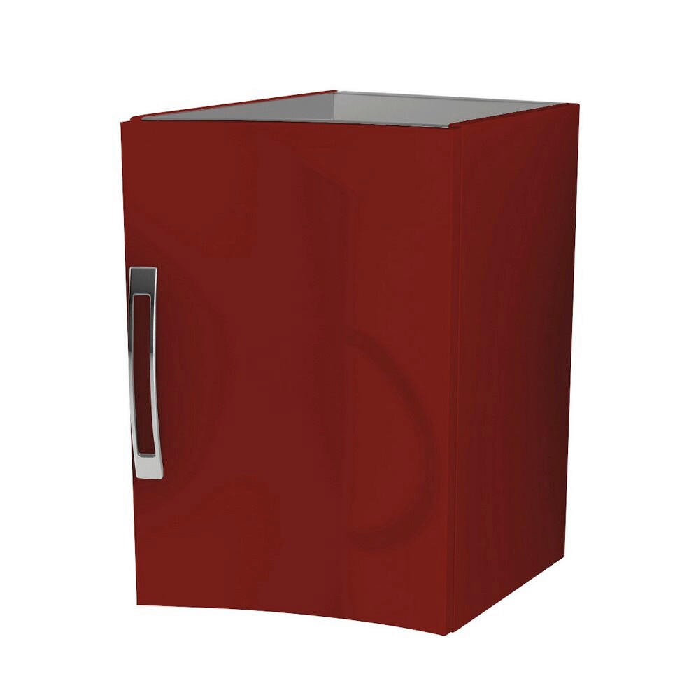 Dulap Baie Inferior 34/55/40 cm  - culoare crom/roșu, Basics, sticlă/metal (34/55/40cm) - Welnova