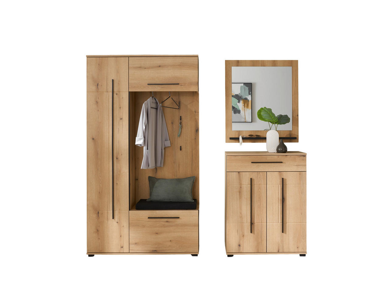 GARDEROBE 4-teilig  in 201/201/39 cm  - Eichefarben, MODERN, Holzwerkstoff (201/201/39cm) - MID.YOU