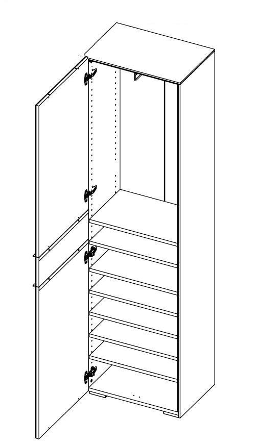 GARDEROBENSCHRANK Weiß, Walnussfarben - Chromfarben/Walnussfarben, Design, Glas/Holzwerkstoff (55,8/199,1/37,3cm) - Voleo