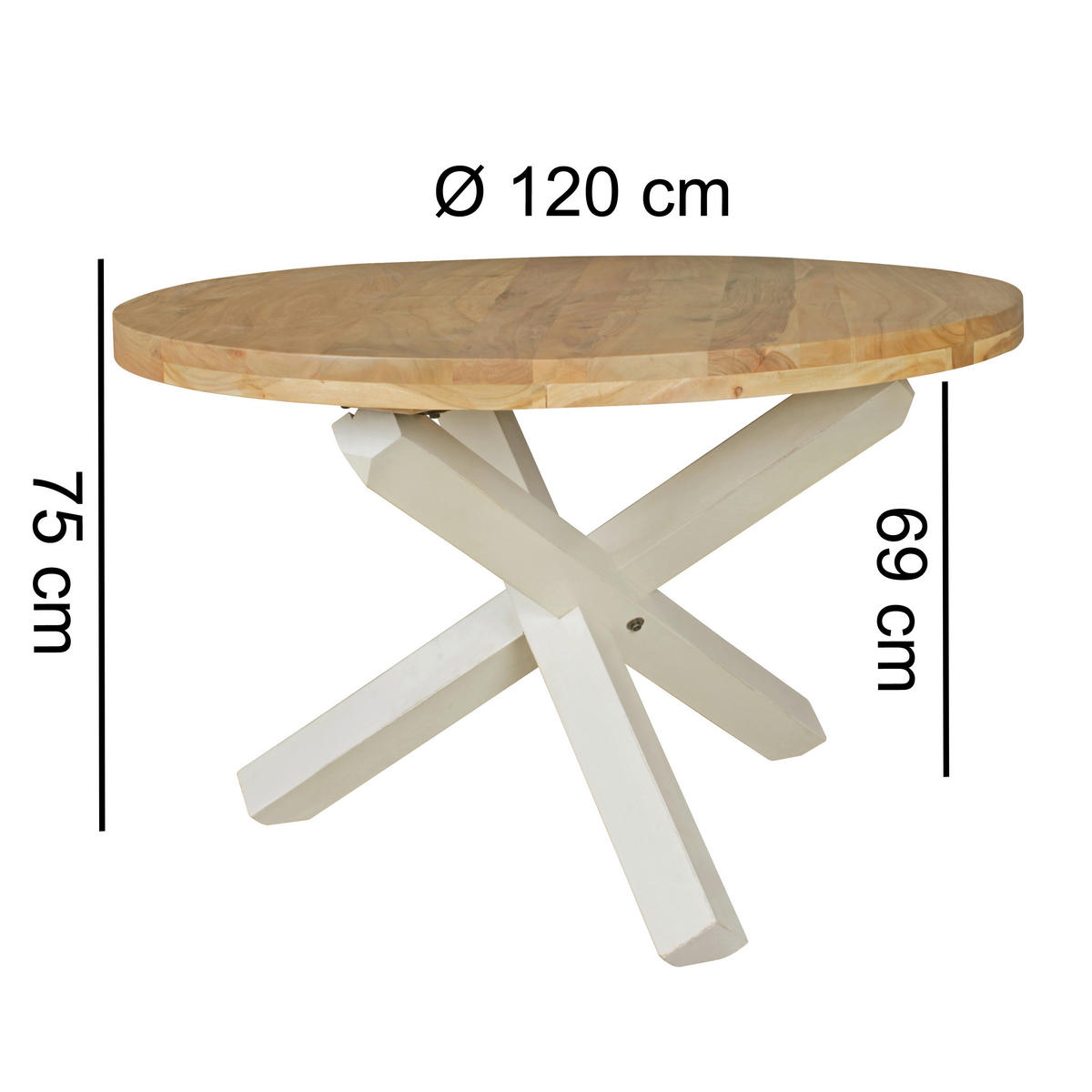 ESSTISCH in Holz 120/120/75 cm  - Weiß/Akaziefarben, Design, Holz (120/120/75cm) - MID.YOU
