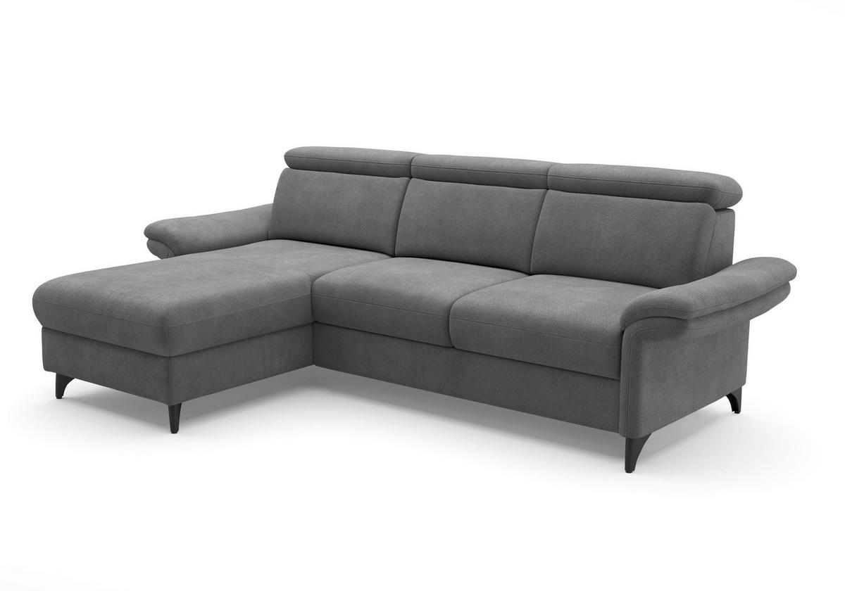 ECKSOFA GLENDALE E Grau Flachgewebe  - Schwarz/Grau, KONVENTIONELL, Textil/Metall (166/253cm) - Sit & More
