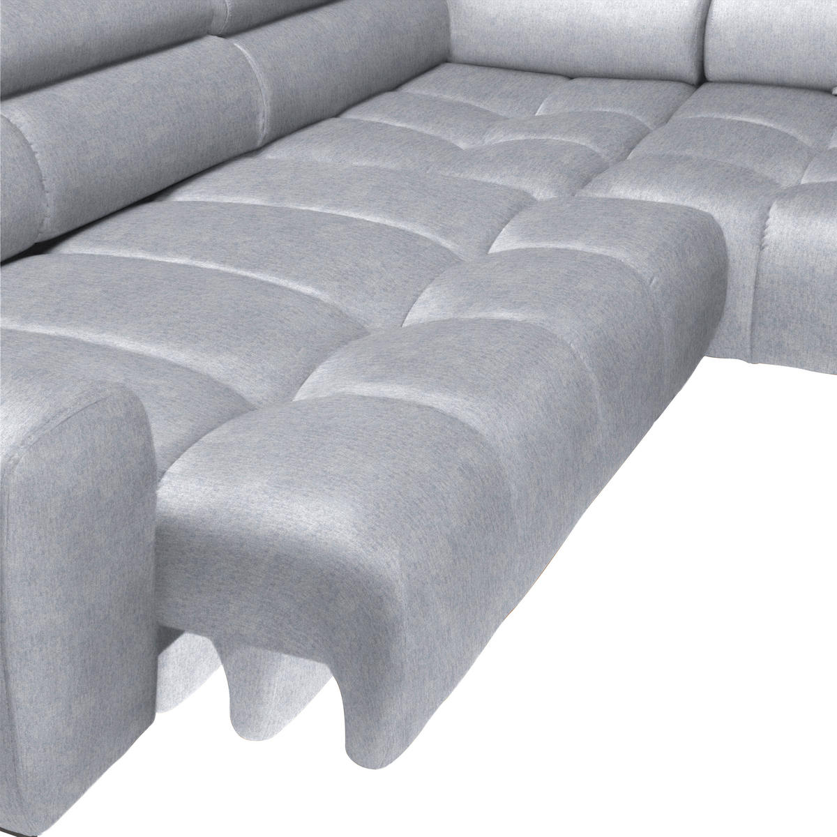 ECKSOFA in Samt, Webstoff Hellgrau  - Hellgrau/Schwarz, Design, Textil/Metall (270/177cm) - Welnova