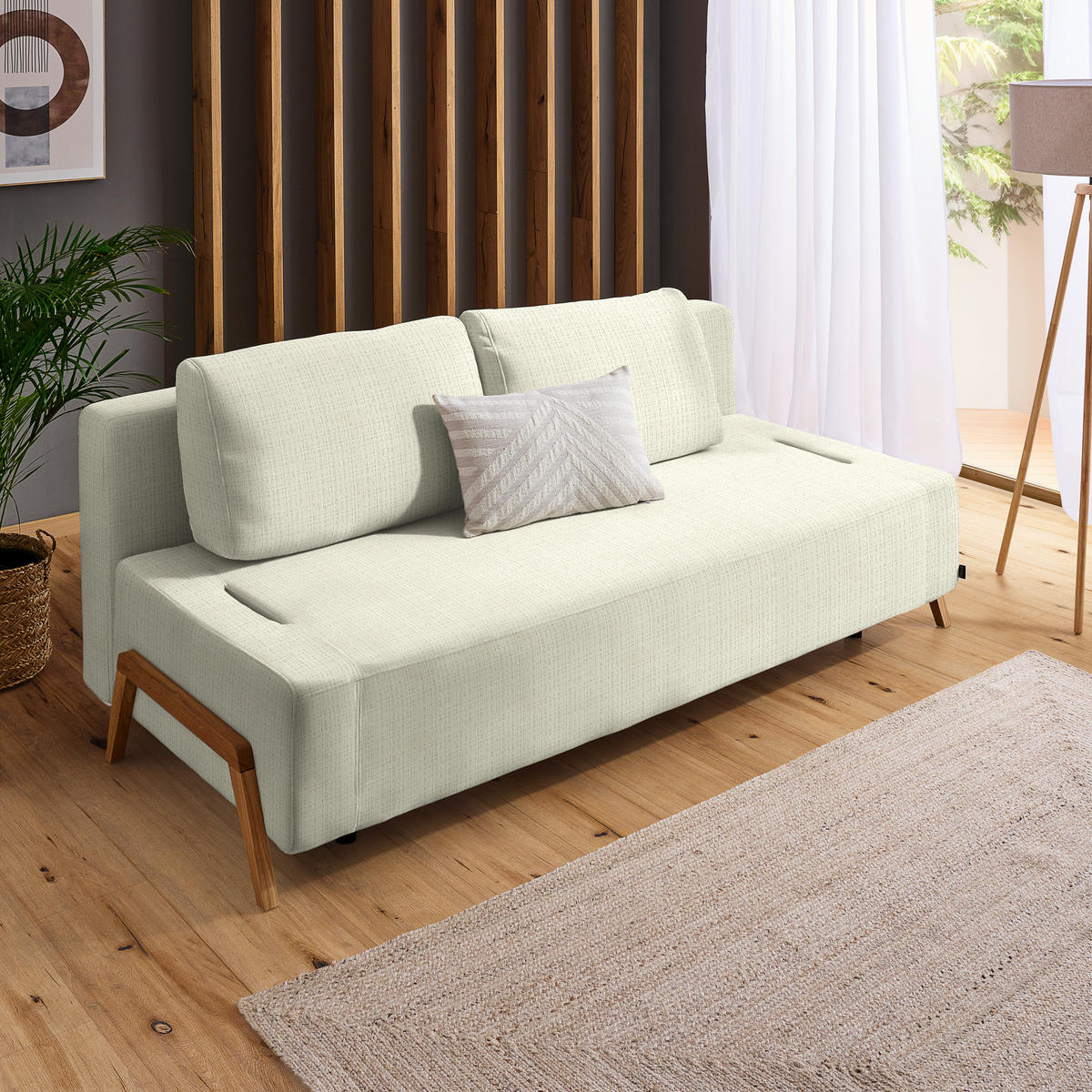 SCHLAFSOFA in Holz, Textil Weiss  - Weiss/Naturfarben, Design, Holz/Textil (211/88/102cm) - Niels Andersson