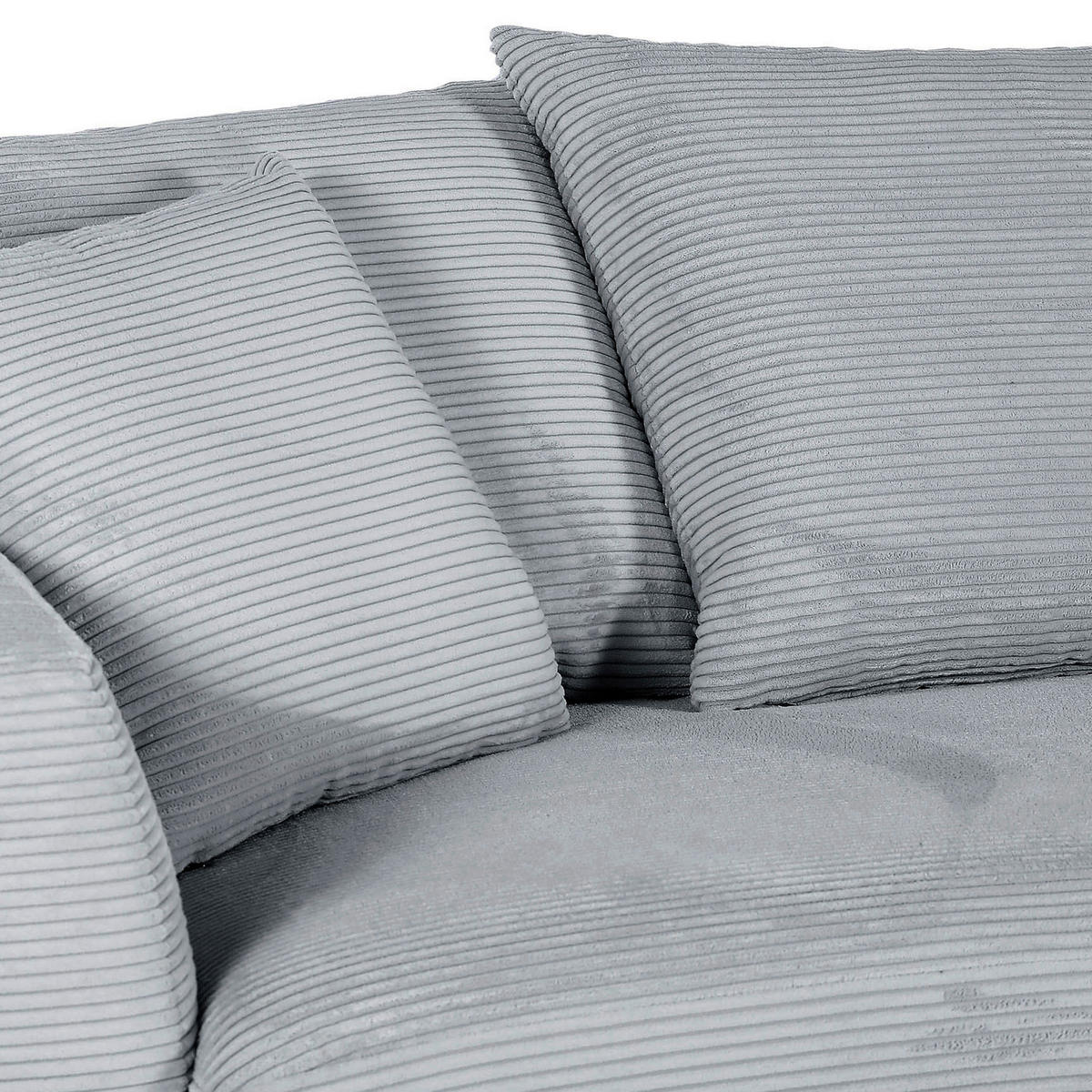 ECKSOFA Hellgrau Cord  - Hellgrau/Schwarz, Design, Kunststoff/Textil (235/175cm) - Carryhome