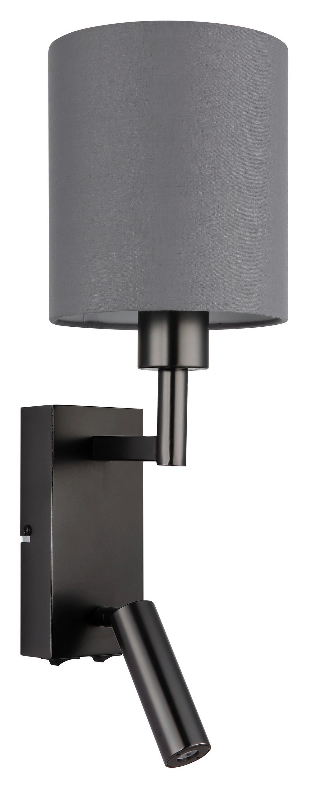 LED-WANDLEUCHTE 15/45,5 cm   - Schwarzchrom/Grau, KONVENTIONELL, Textil/Metall (15/45,5cm) - Globo