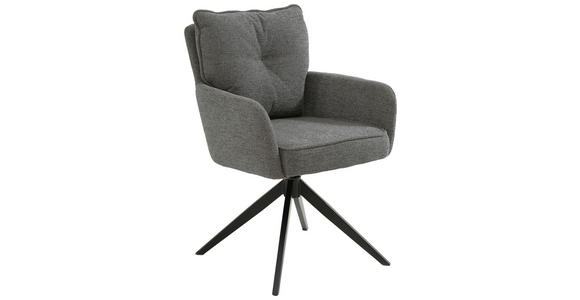 ARMLEHNSTUHL  in Eisen Leinenoptik  - Schwarz/Grau, Design, Textil/Metall (61/90/67cm) - Novel