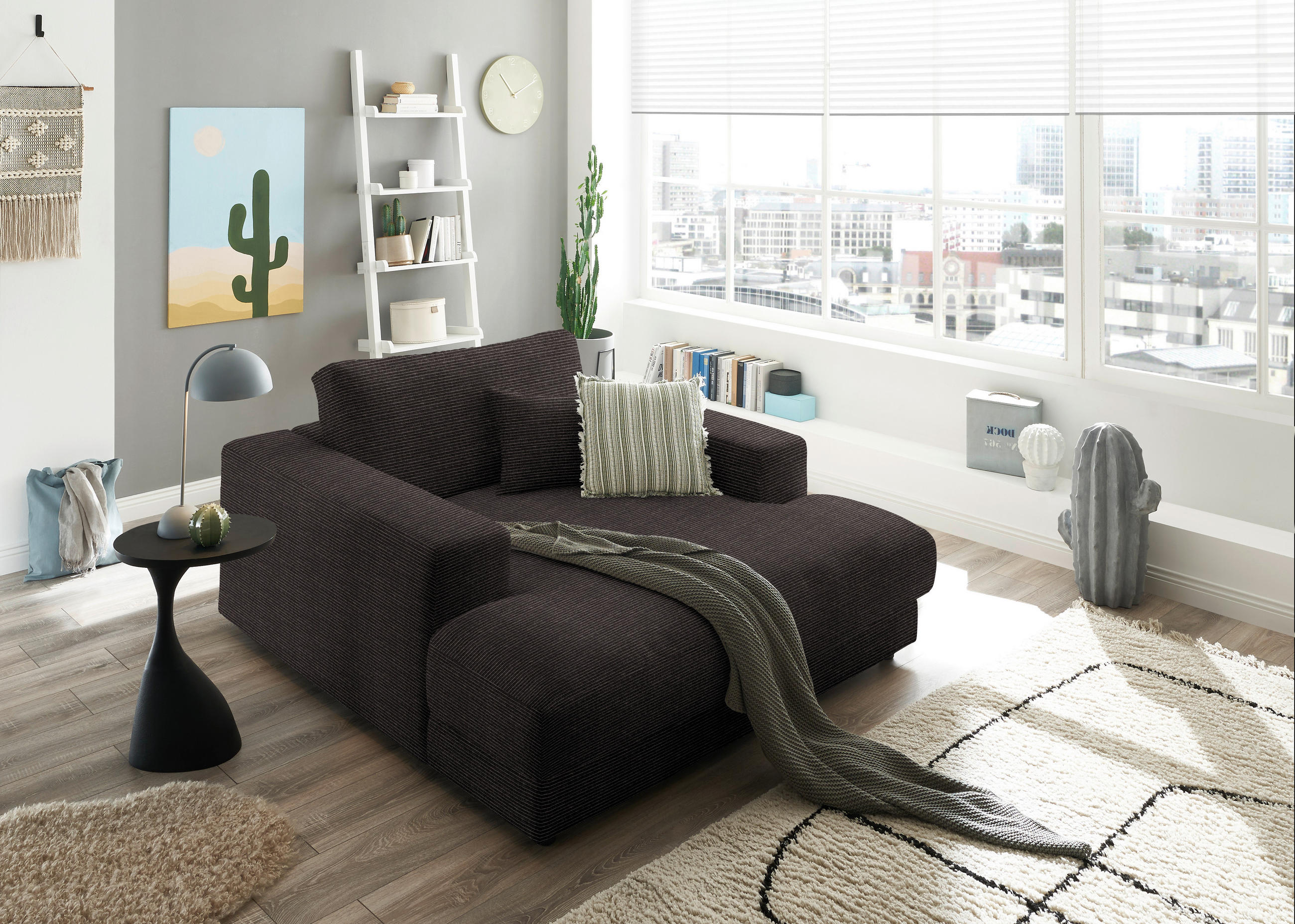 XXL-SESSEL in Chenille Anthrazit  - Anthrazit/Schwarz, Design, Kunststoff/Textil (150/86/170cm) - Lomoco