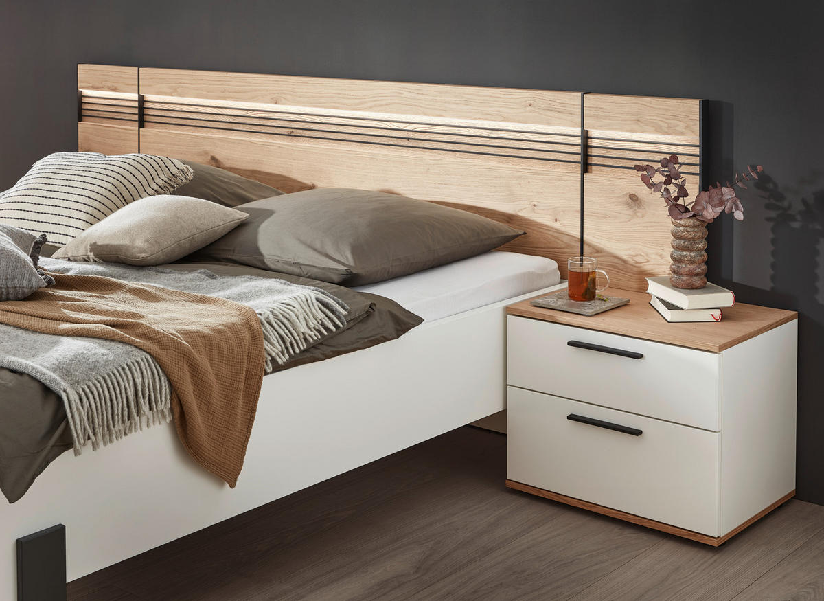 BETTANLAGE - Eichefarben/Anthrazit, KONVENTIONELL, Holz (180/200cm) - Dieter Knoll