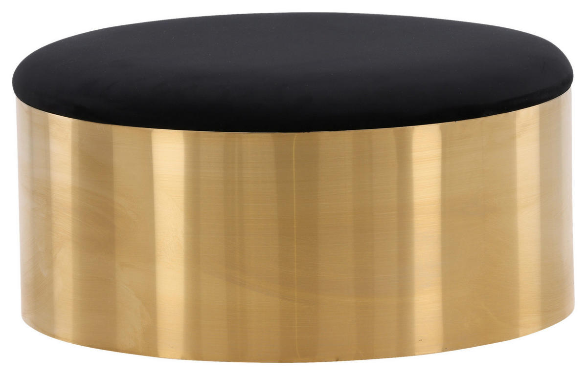 HOCKER Samt Schwarz, Goldfarben  - Goldfarben/Schwarz, Design, Textil/Metall (45/46/45cm) - Livetastic