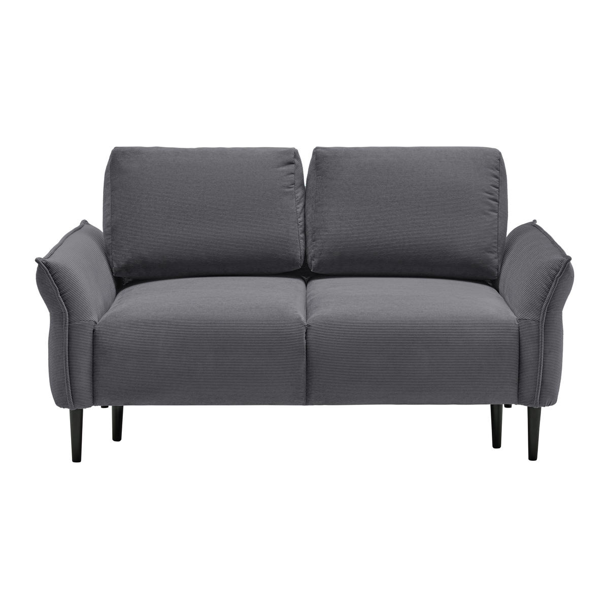 2-SITZER-SOFA Cord Dunkelgrau  - Dunkelgrau/Schwarz, Modern, Holz/Textil (150/85/92cm) - MID.YOU