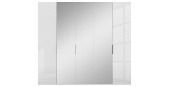 DREHTÜRENSCHRANK 250/223/62 cm 5-türig Weiß - Alufarben/Weiß, KONVENTIONELL, Glas/Holzwerkstoff (250/223/62cm) - Novel