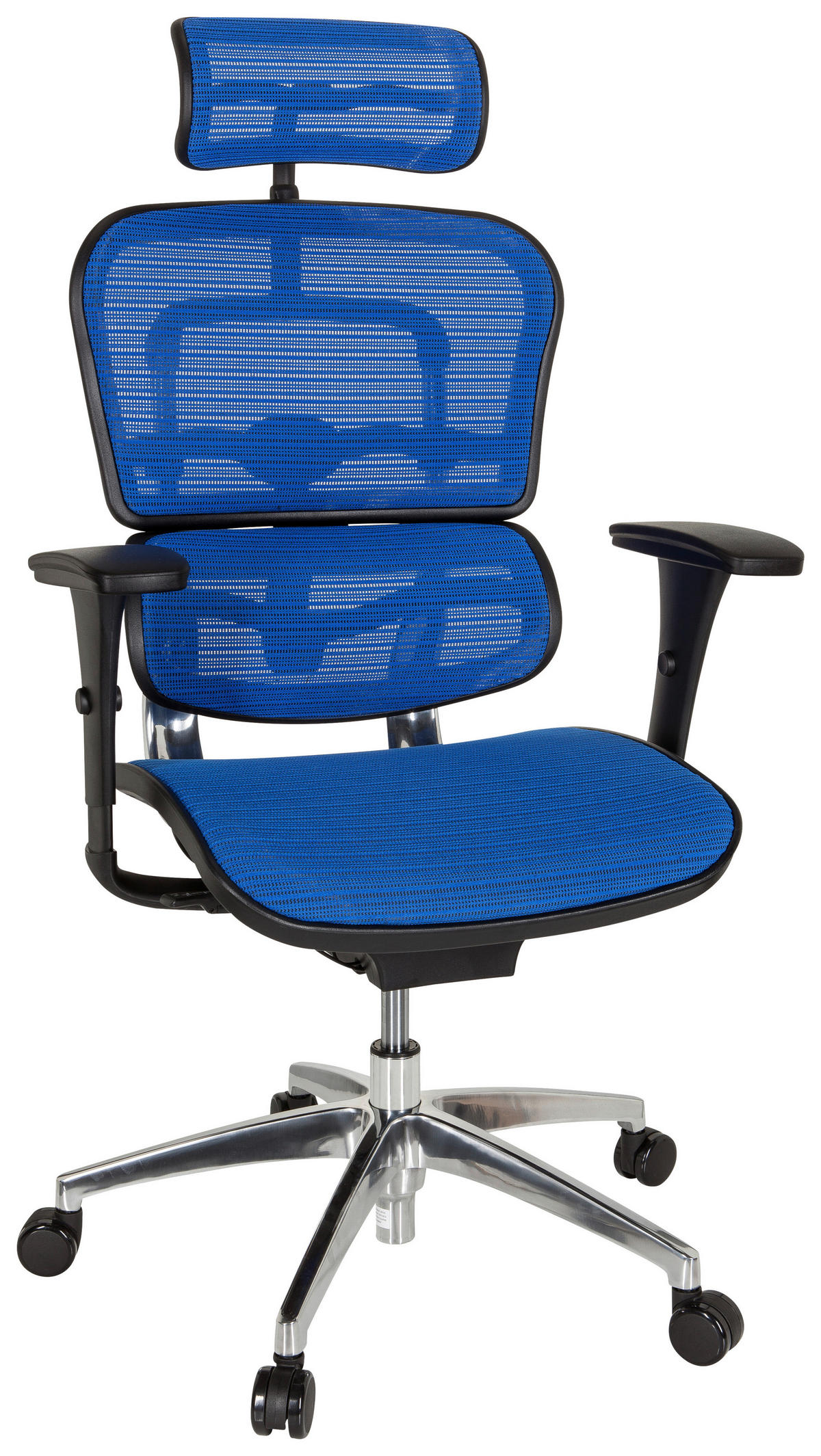 DREHSTUHL Netzbespannung, Flachgewebe Blau, Schwarz  - Chromfarben/Blau, MODERN, Kunststoff/Textil (67/141/63cm) - MID.YOU