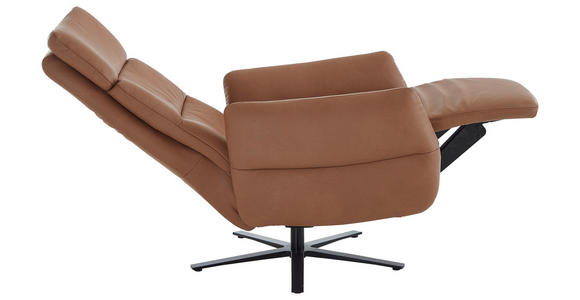 RELAXSESSEL in Leder Haselnussfarben  - Schwarz/Haselnussfarben, Design, Leder/Metall (70/122/85cm) - Dieter Knoll