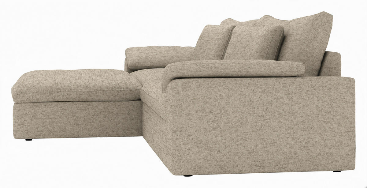 ECKSOFA  in Flachgewebe Creme Rückenkissen, Nierenkissen, Armlehnenkissen, Rücken echt  198/306 cm  - Creme/Schwarz, MODERN, Kunststoff/Textil (198/306cm) - Carryhome