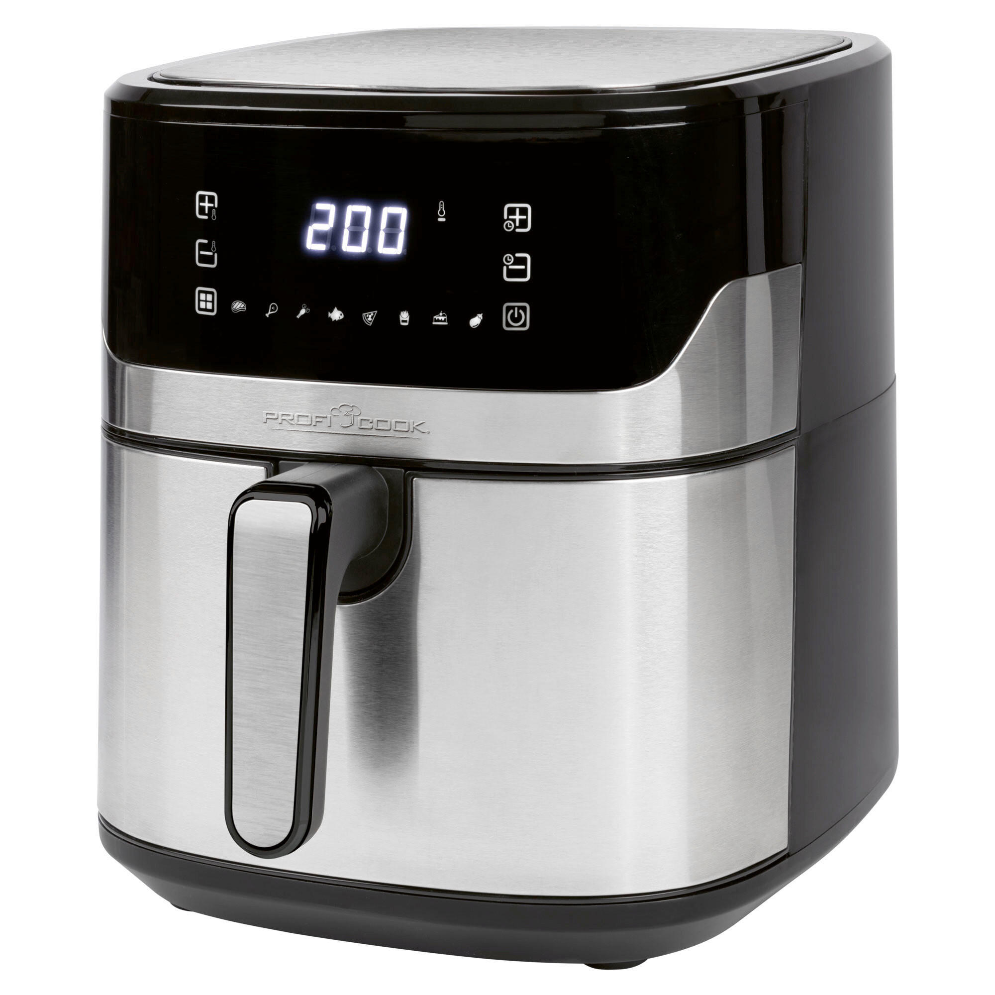 HEIßLUFTFRITTEUSE 6,5 Liter L  - Edelstahlfarben/Schwarz, Basics, Kunststoff/Metall (27.3/31.7/39.5cm) - Bomann