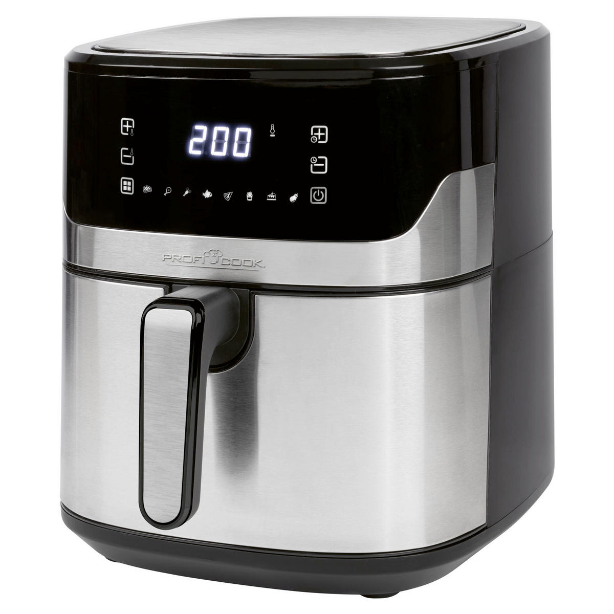 HEIßLUFTFRITTEUSE 6,5 Liter L  - Edelstahlfarben/Schwarz, Basics, Kunststoff/Metall (27.3/31.7/39.5cm) - Bomann