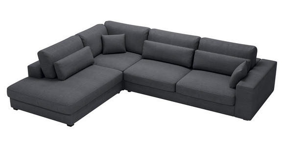 ECKSOFA in Cord Graphitfarben  - Schwarz/Graphitfarben, KONVENTIONELL, Kunststoff/Textil (250/314cm) - Carryhome