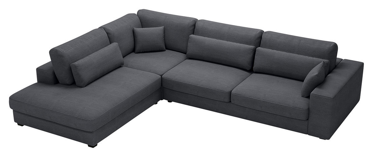 ECKSOFA Graphitfarben Cord  - Schwarz/Graphitfarben, KONVENTIONELL, Kunststoff/Textil (250/314cm) - Carryhome