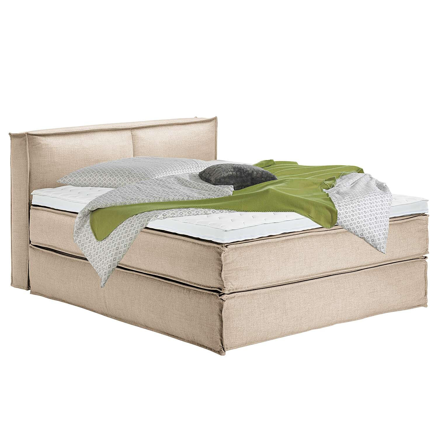 BOXSPRINGBETT 160/200 cm  in Beige  - Beige/Schwarz, Design, Textil (160/200cm) - home24