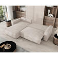 ECKSOFA Naturfarben Cord Zierkissen, Rückenkissen, Bettkasten, Schlaffunktion, Rücken echt, Liegefläche im Originalstoff  - Schwarz/Naturfarben, MODERN, Kunststoff/Textil (190/280cm) - Carryhome