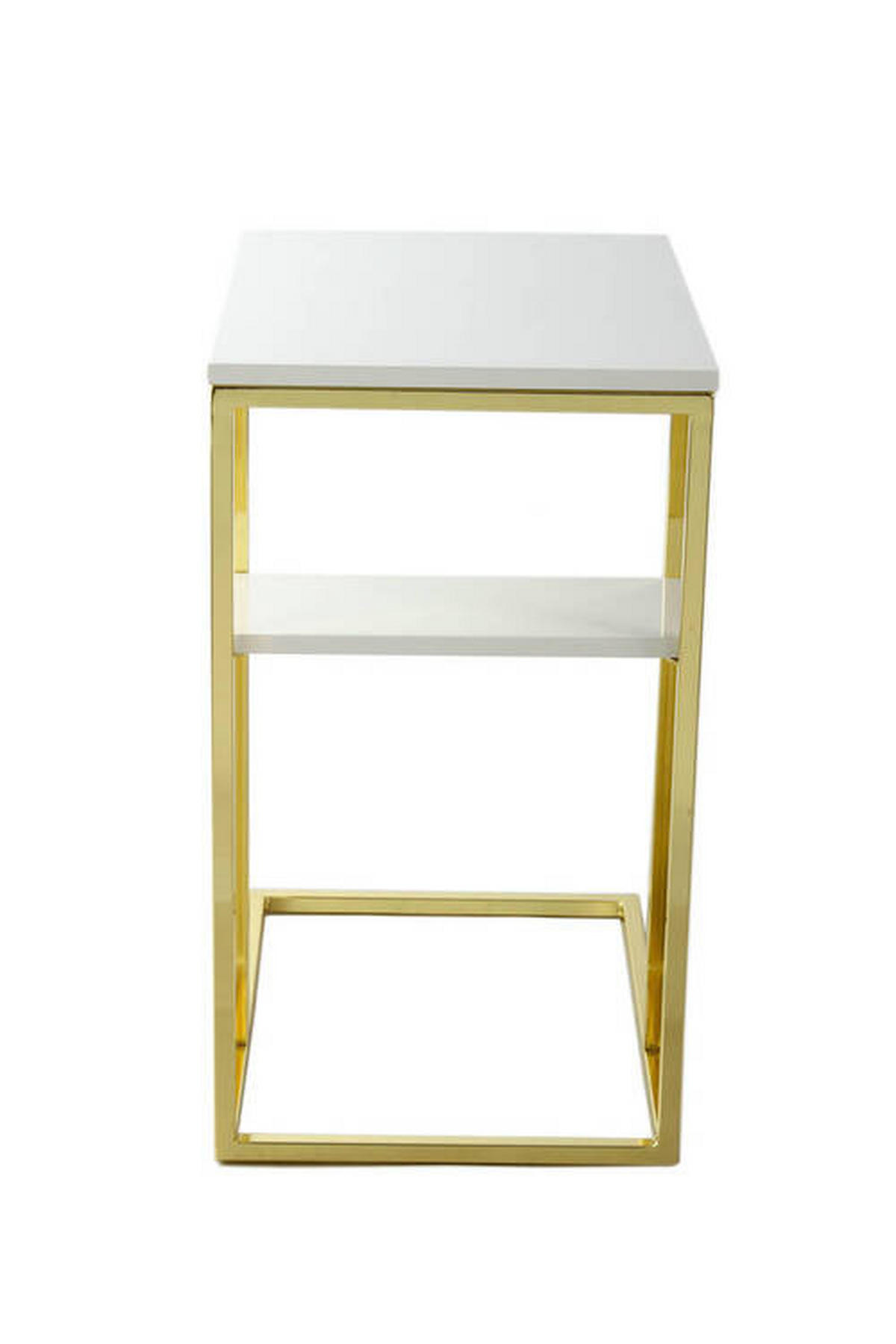 BEISTELLTISCH in Metall 48/35/62 cm  - Weiss/Goldfarben, Modern, Metall (48/35/62cm) - Kayoom