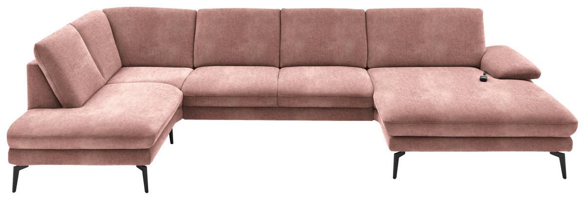 WOHNLANDSCHAFT in Velours Flieder  - Flieder/Schwarz, Design, Textil/Metall (208/344/180cm) - Dieter Knoll