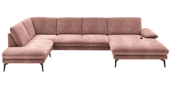 WOHNLANDSCHAFT  in Velours Flieder  - Flieder/Schwarz, Design, Textil/Metall (208/344/180cm) - Dieter Knoll