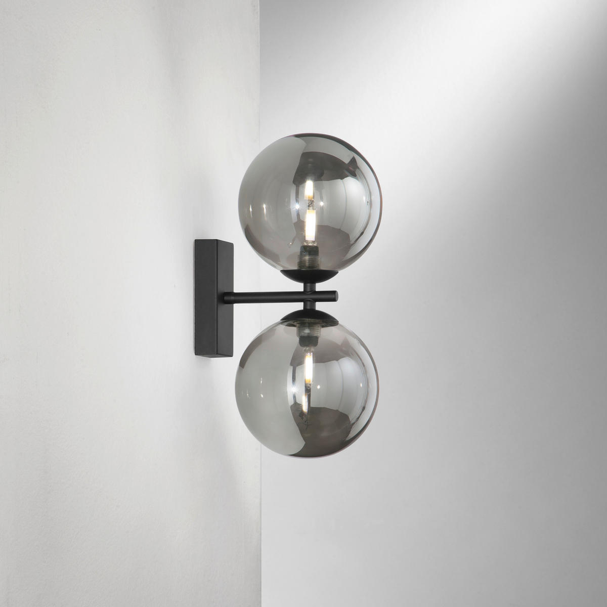 WANDLEUCHTE 16,5/15/34 cm   - Schwarz, KONVENTIONELL, Glas/Metall (16,5/15/34cm)