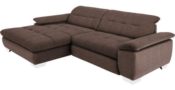 ECKSOFA in Mikrofaser Hellbraun 180/265 cm - Chromfarben/Hellbraun, Design, Textil/Metall (180/265cm) - Carryhome