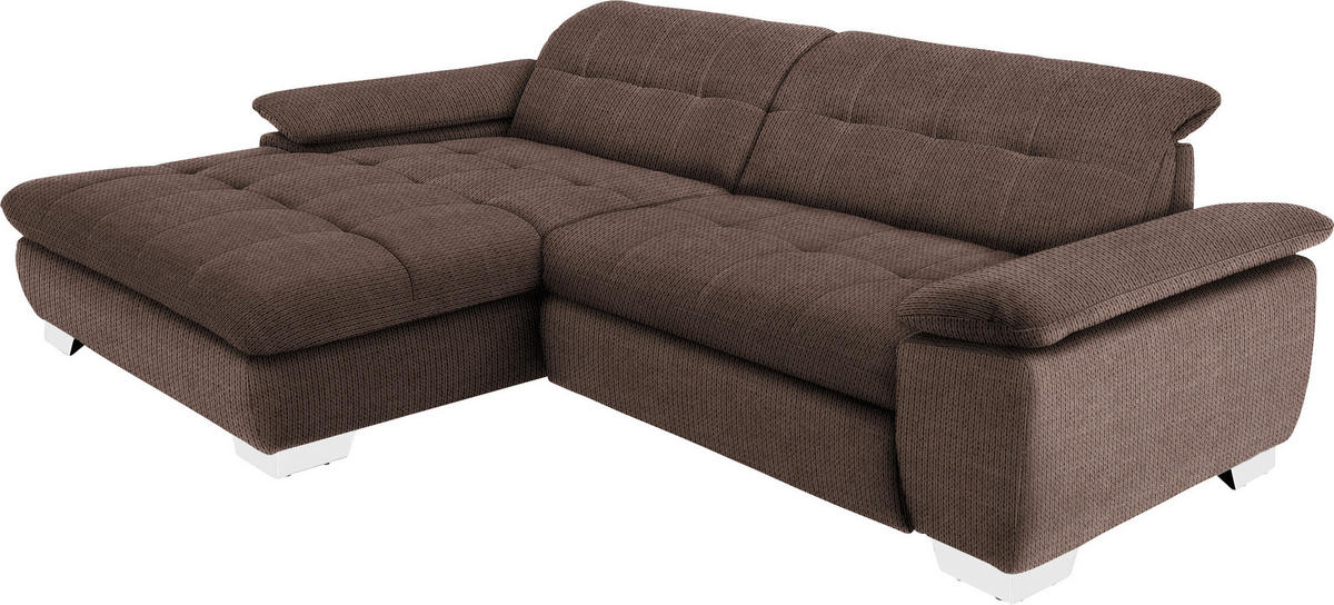 ECKSOFA in Mikrofaser Hellbraun  - Chromfarben/Hellbraun, Design, Textil/Metall (180/265cm) - Carryhome