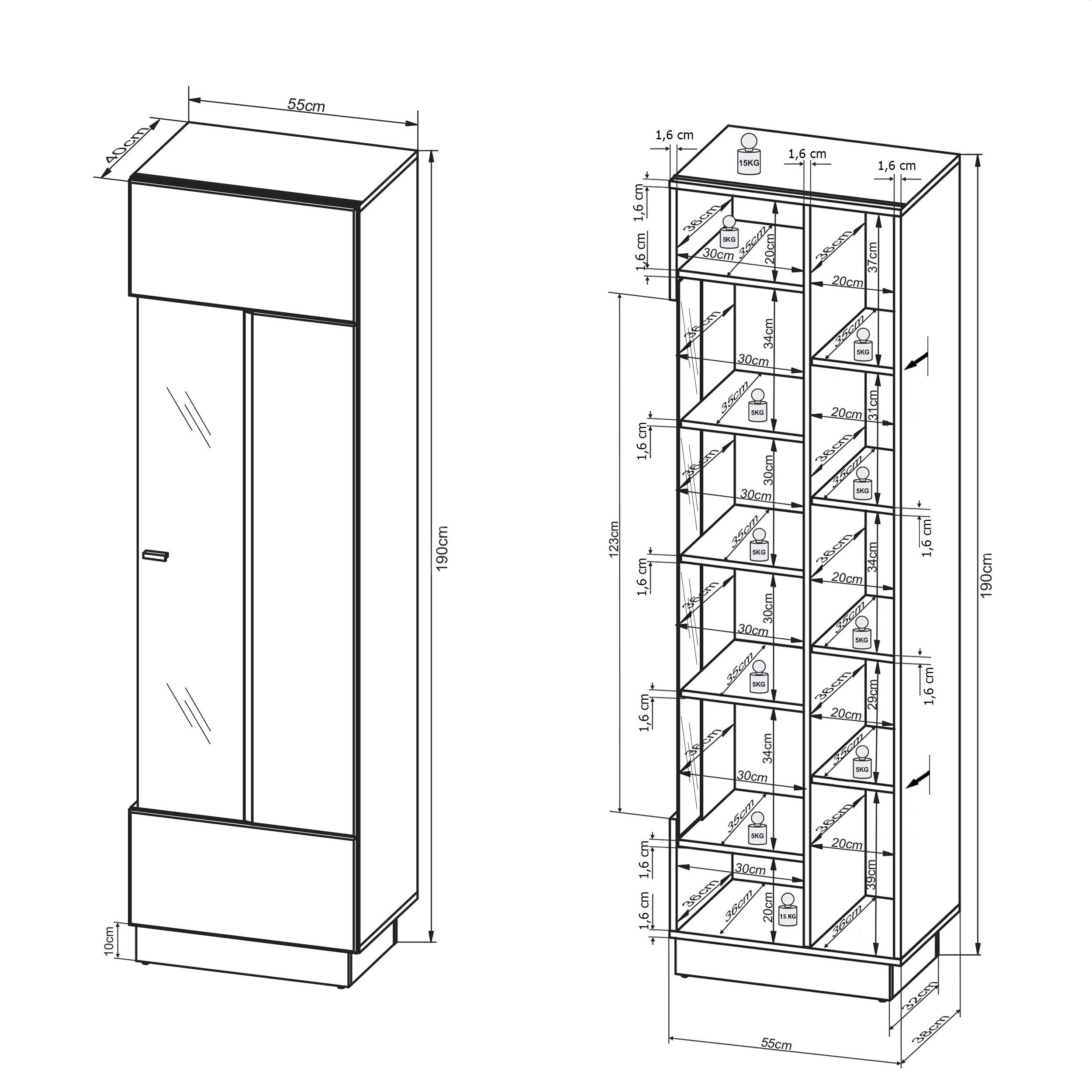 REGAL ZA DNEVNI BORAVAK crna, bijela   - bijela/srebrne boje, Konvencionalno, drvni materijal/metal (275/190cm) - Livetastic
