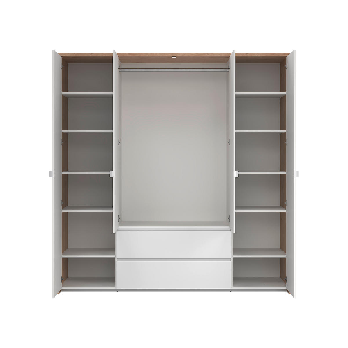 DREHTÜRENSCHRANK 197/202/58 cm 4-türig Eichefarben, Weiß  - Eichefarben/Weiß, KONVENTIONELL, Holzwerkstoff/Metall (197/202/58cm) - Boxxx
