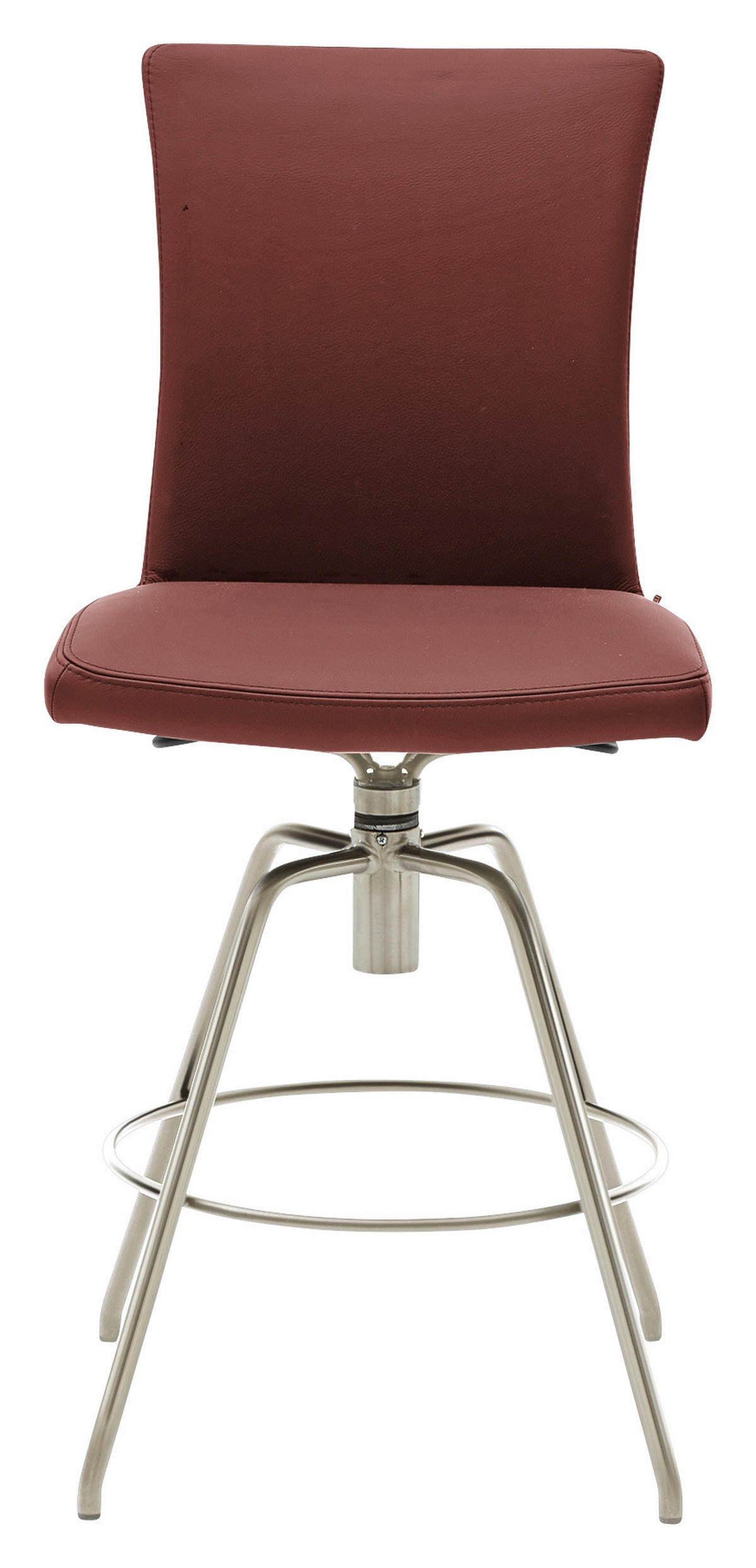 BARHOCKER Echtleder Rot Lederauswahl, Stoffauswahl, Typenauswahl, automatische Rückholfunktion  - Rot, Design, Leder/Metall (52/107/58cm) - Musterring