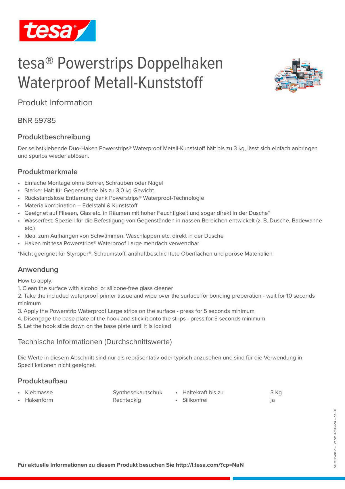 KLEBEHAKEN  in Weiß, Edelstahlfarben  - Edelstahlfarben/Weiß, Basics, Kunststoff/Metall (6,2/5,9/2,3cm) - Tesa