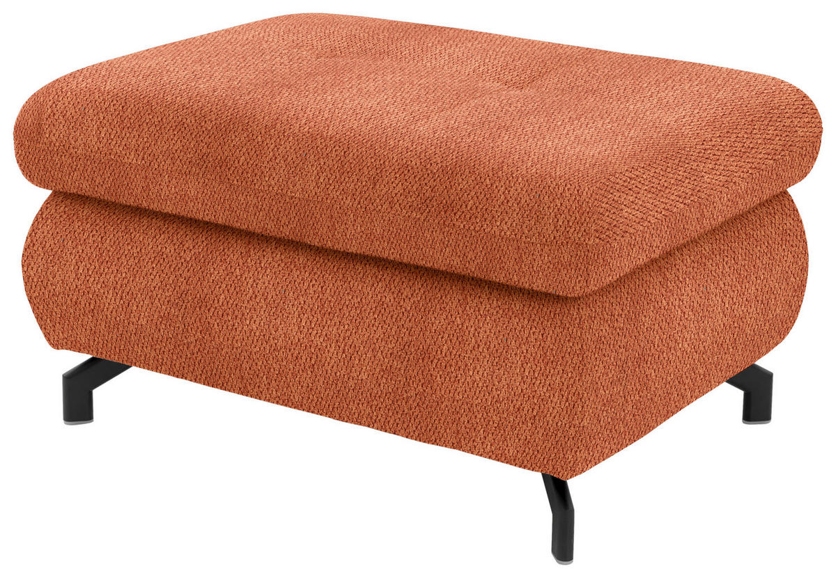 ECKSOFA in Chenille Terracotta  - Terracotta/Schwarz, Design, Textil/Metall (220/310cm) - Beldomo Style