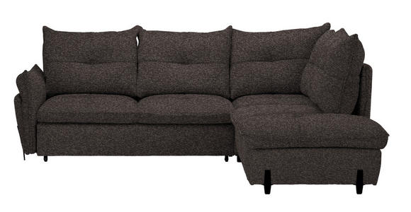 ECKSOFA in Bouclé Dunkelbraun  - Dunkelbraun/Schwarz, Design, Textil/Metall (250/220cm) - Xora