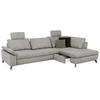 ECKSOFA in Cord, Velours Grau  - Schwarz/Grau, Design, Textil/Metall (291/197cm) - Beldomo Style