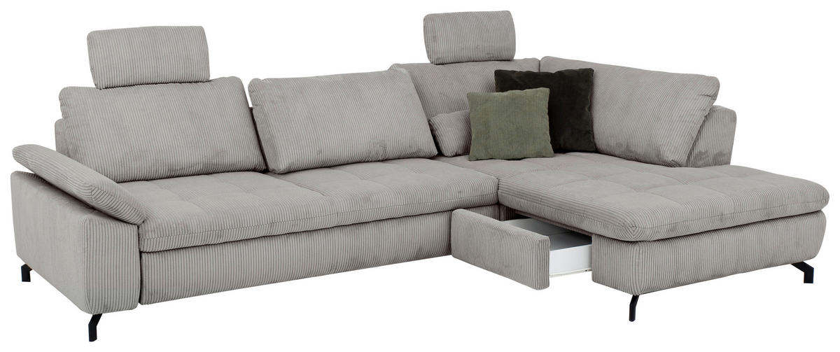 HÖRNSOFFA i manchester, velour grå  - svart/grå, Design, metall/textil (291/197cm) - Beldomo Style