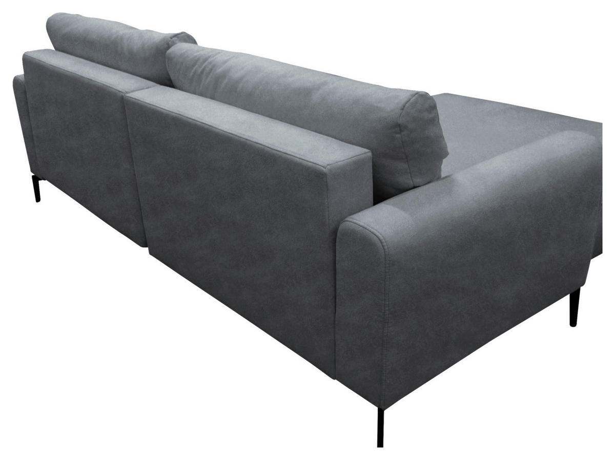 ECKSOFA Hellblau Flachgewebe  - Schwarz/Hellblau, Design, Textil/Metall (163/240cm) - MID.YOU
