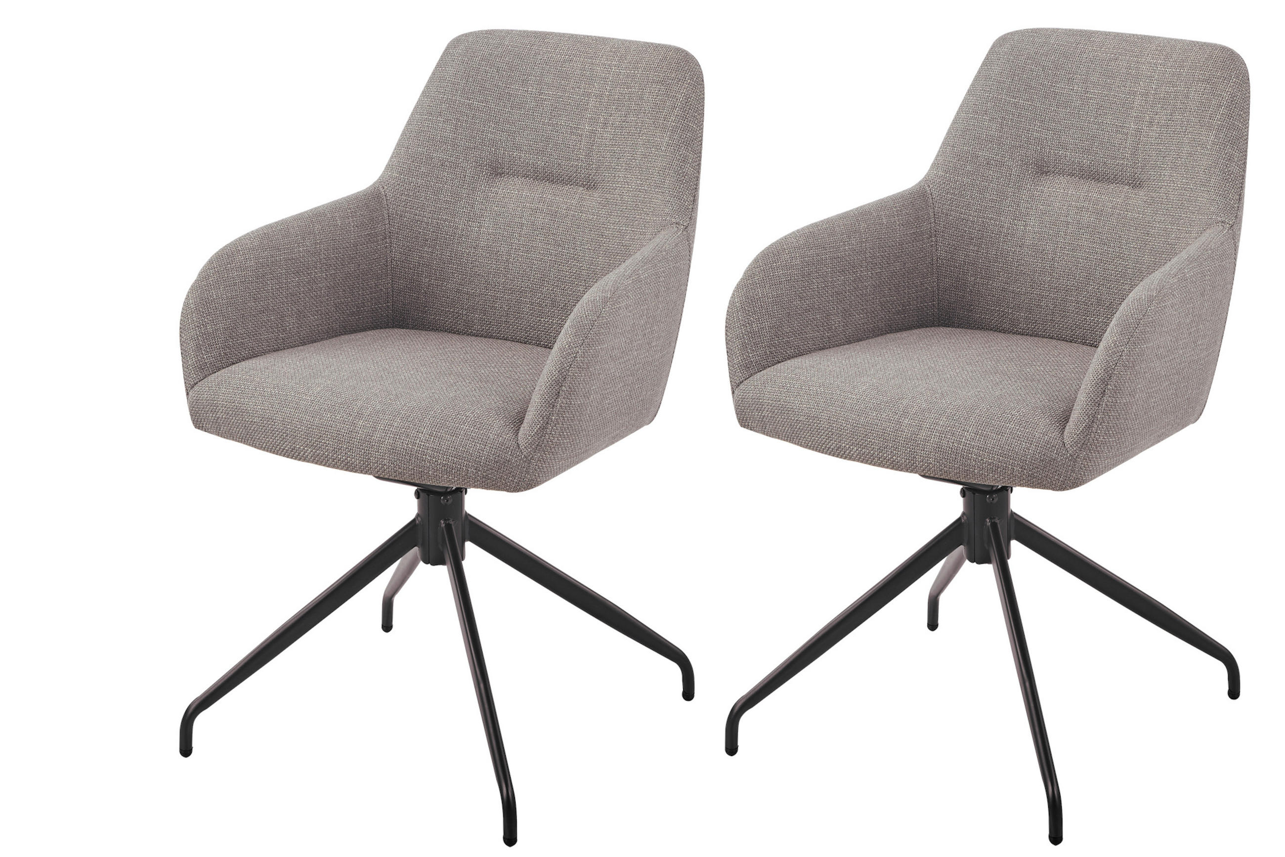 ARMLEHNSTUHL-SET 2 Stück  in Stahl Webstoff, Mikrofaser  - Schlammfarben/Schwarz, MODERN, Textil/Metall (56/83/60cm) - MID.YOU
