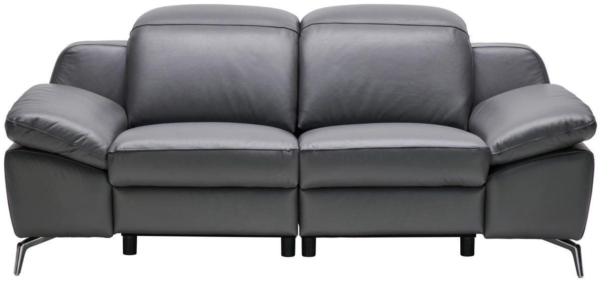 2-SITZER-SOFA Anthrazit Echtleder  - Anthrazit, Design, Leder/Metall (194/83-99/110cm) - Celina Home