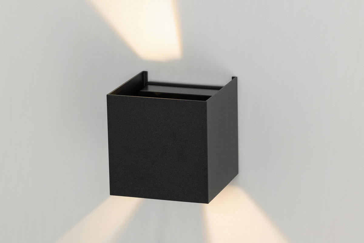 LED-WANDLEUCHTE 10/10/10 cm   - Schwarz, Basics, Kunststoff/Metall (10/10/10cm) - Novel