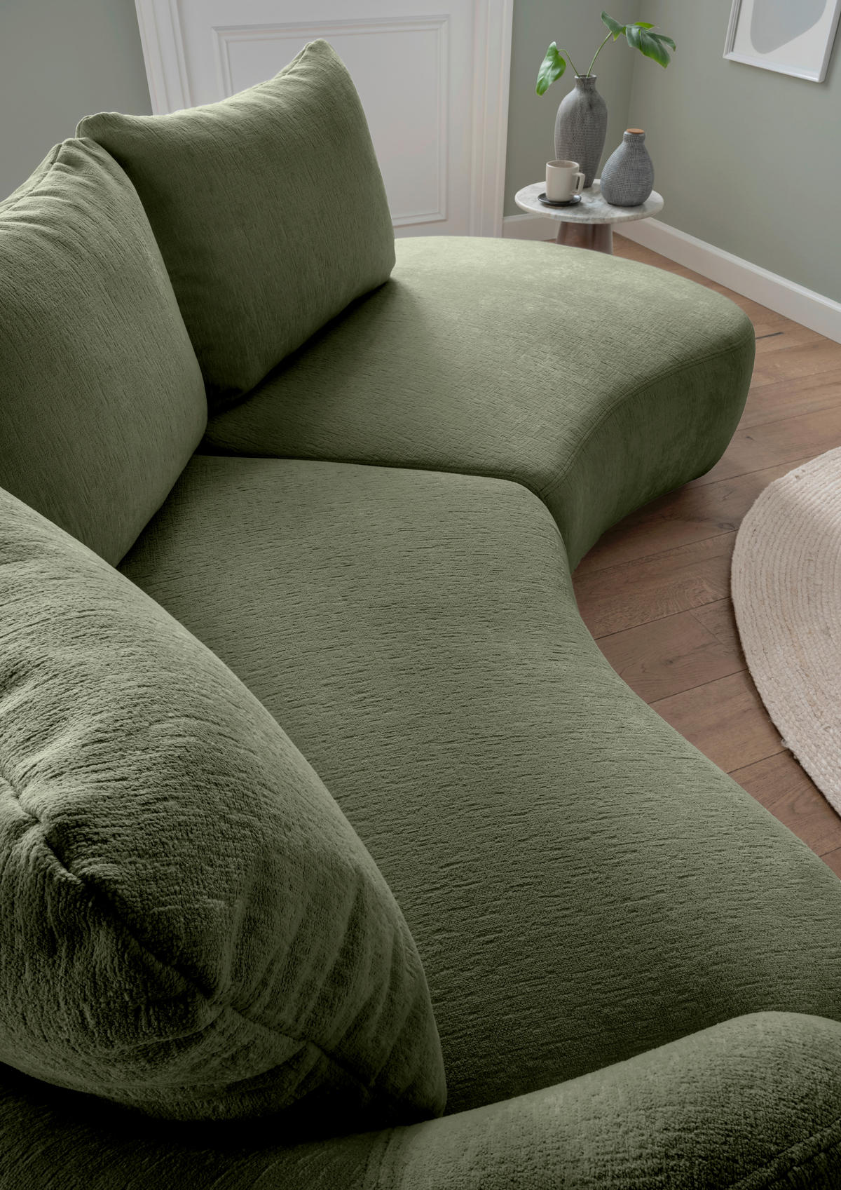 ECKSOFA in Mikrofaser Grün  - Schwarz/Grün, Modern, Kunststoff/Textil (139/250cm) - Livetastic