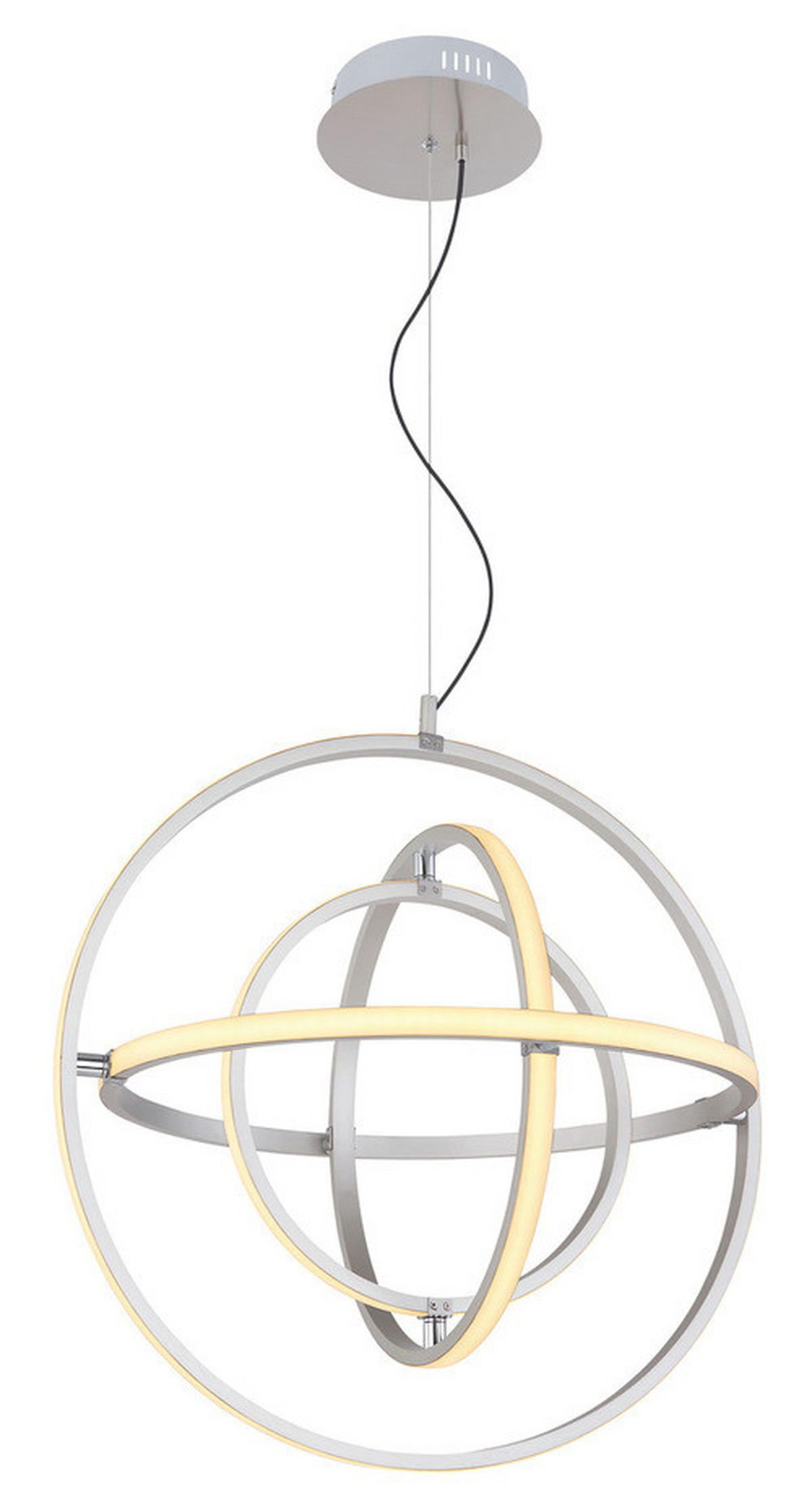 LED-HÄNGLAMPA 58/150 cm  - opal/nickelfärgad, Basics, metall/plast (58/150cm) - Globo