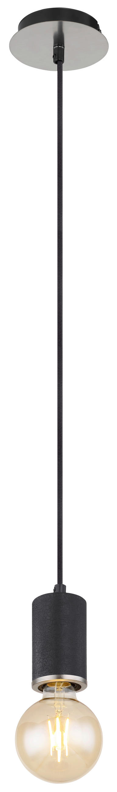 VISEČA SVETILKA        12/160 cm      E27 - črna, Basics, kovina/les (12/160cm) - Globo